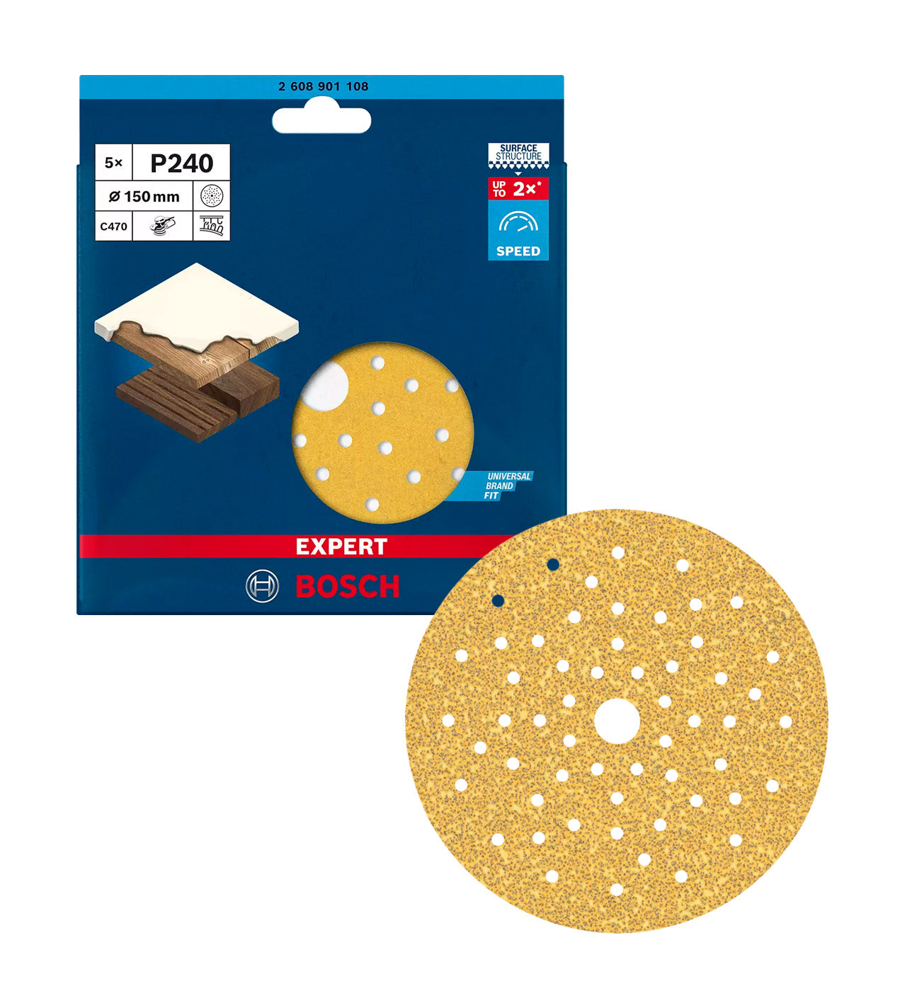 Feuille abrasive Expert C470 150mm 5 unités Bosch