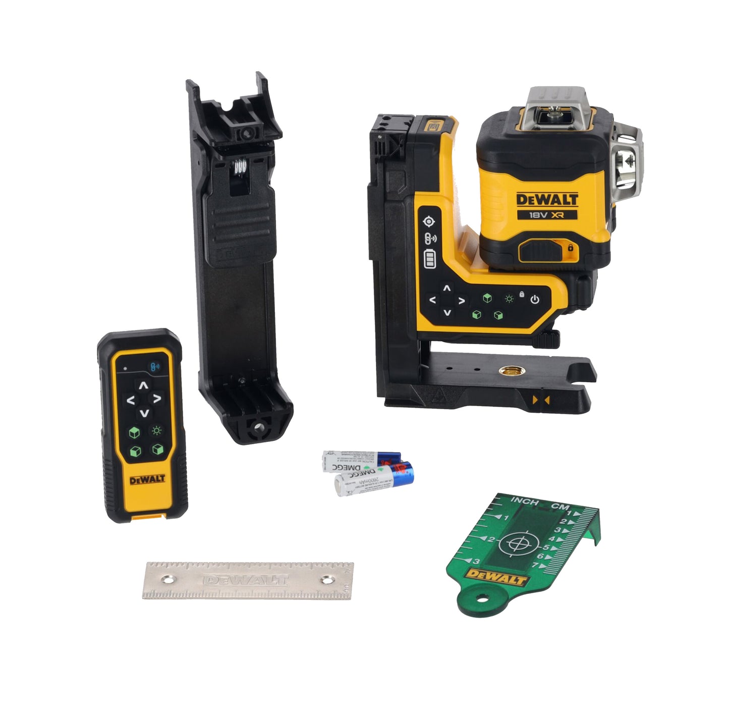 Dewalt DCLE34035D1 Green Self-Leveling Laser Level with Remote Control, 3 Lines, 360° XR, 18V, 2Ah Battery, and Charger