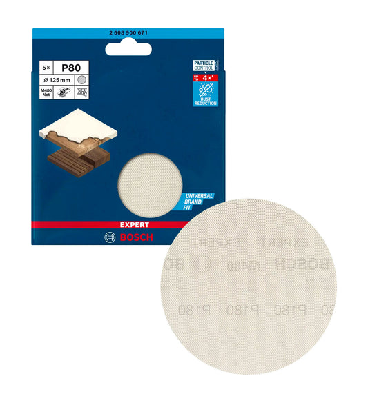 Maille abrasive EXPERT M480 125mm 180g 5 unités Bosch