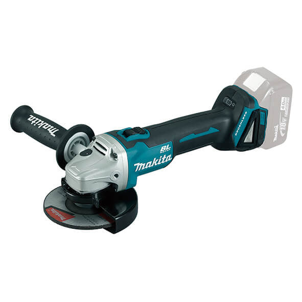 18V 125 mm minislijpmachine met 2 4Ah-batterijen en Makita DGA504RMJ-koffer