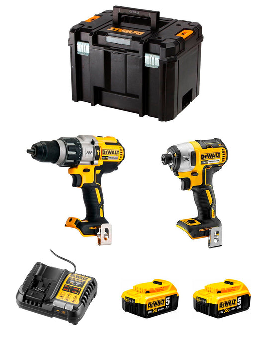 Kit Dewalt Marteau perforateur DCD996 + Tournevis à percussion DCF887 + 2bat 5Ah + chargeur + TSTAK VI DCK287P2