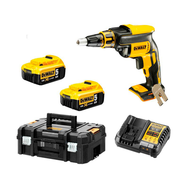 Plasterboard screwdriver 18V 2 5.0Ah batteries with Dewalt DCF620P2 case