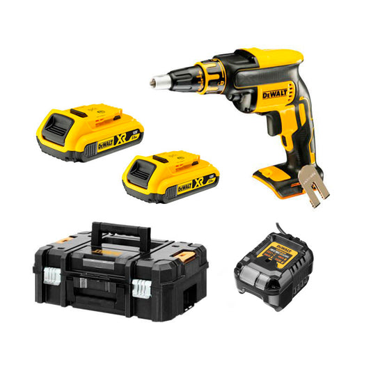 Dewalt 18v gipsplaatschroevendraaier met 2 2,0 Ah accu's met koffer + DCF620D2K snelschroeflader