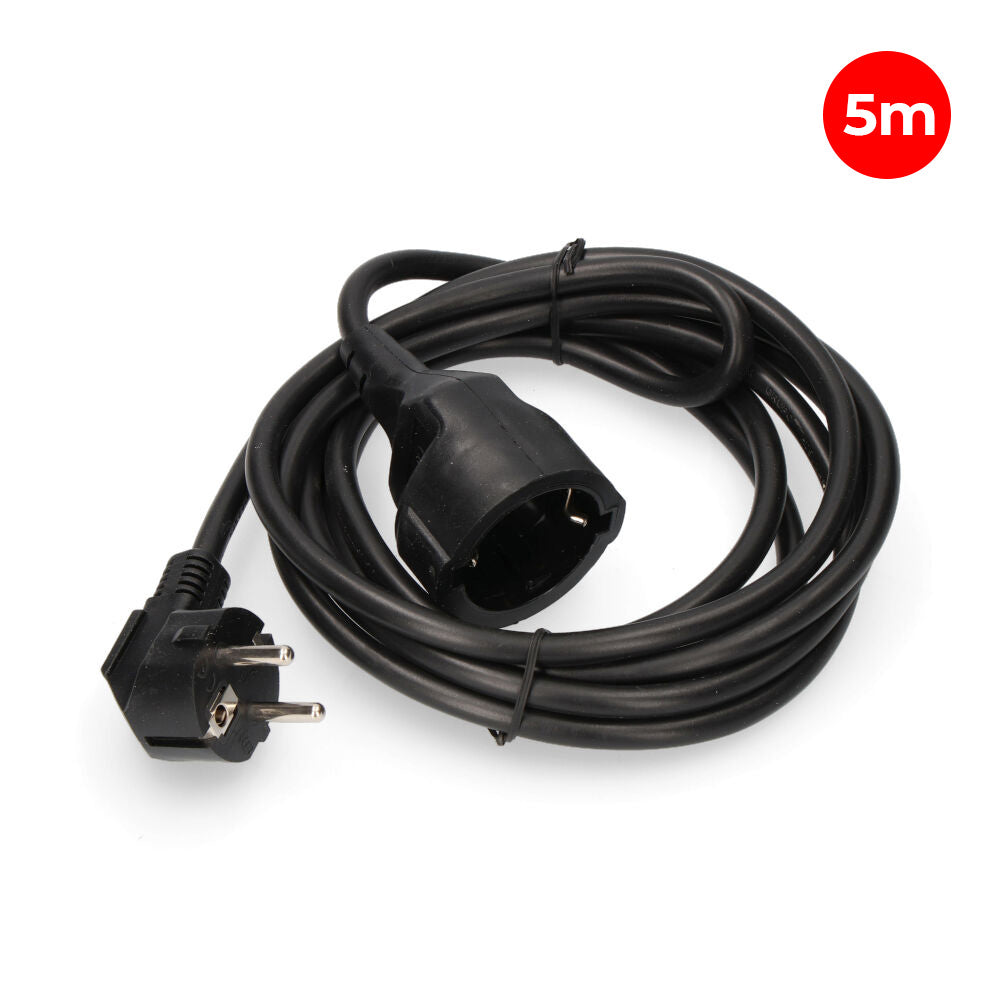 Rallonge avec 1 prise 2P+T 16 A 250 V~, 5 m de câble H05VV-F 3G1,5 mm², noire, EDM