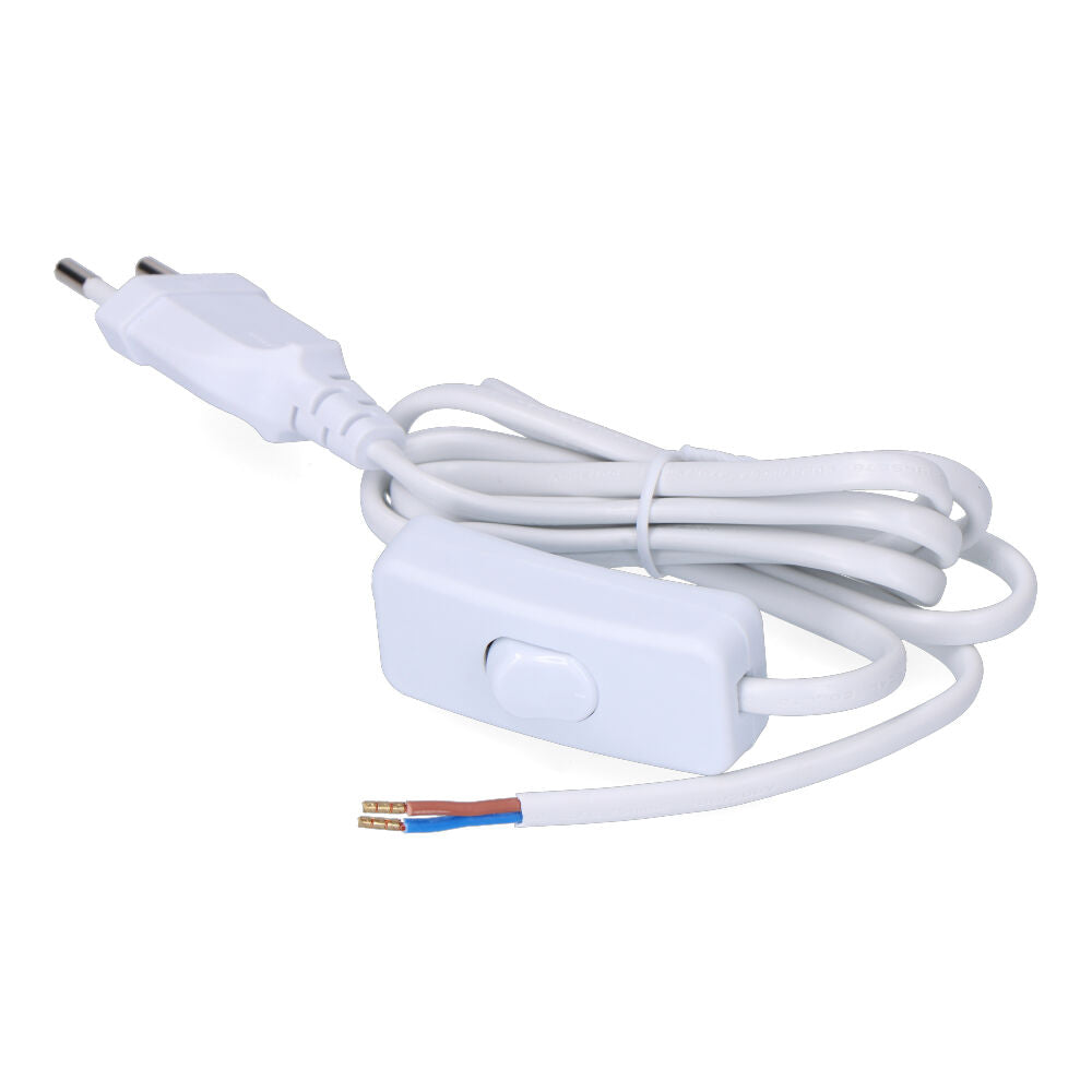 Raccordement avec interrupteur 3 A, 1,5 m, 2 × 0,75 mm, câble plat blanc EDM