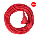 Rallonge avec 1 prise 2P+T 16A 250V~ et 15 m de câble H05VV-F 3G1,5mm² rouge EDM