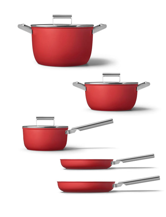 Smeg Matte Red kitchenware 5-piece set