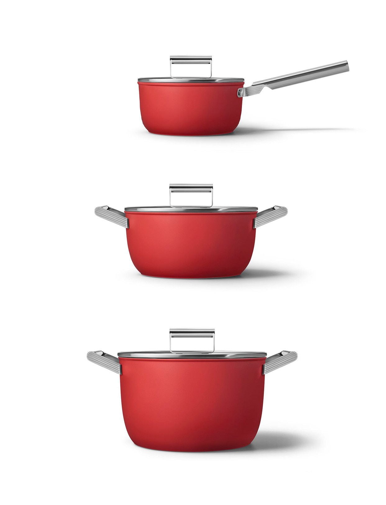 Ensemble de casseroles rouge mat Smeg