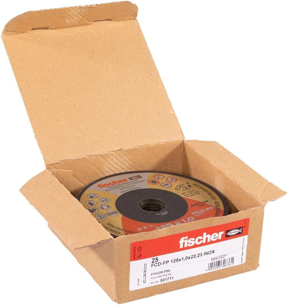 Box of 25 units FCD-FP cutting disc 125x1x22.23 Plus Fischer