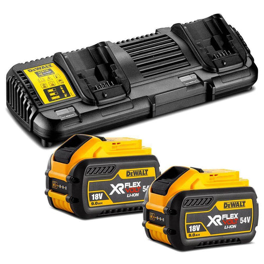 Kit de 2 Batteries Rail XR Flexvolt 54V/18V 9,0Ah et Double Chargeur XR Flexvolt DCB132X2 Dewalt