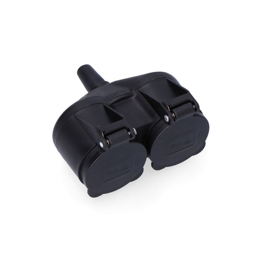 Dubbele rubberen contactdoos T/TL IP44 16A met afdekkappen EDM