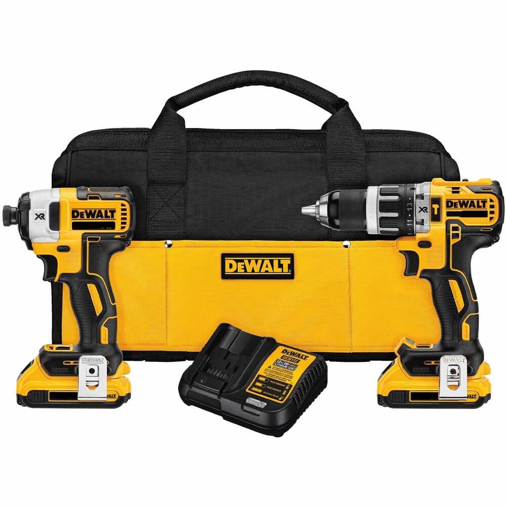 Dewalt DCK287D2 18V XR Set - Impact Screwdriver + Hammer Drill + Bag + 2 LI-ION 2.0Ah Batteries 