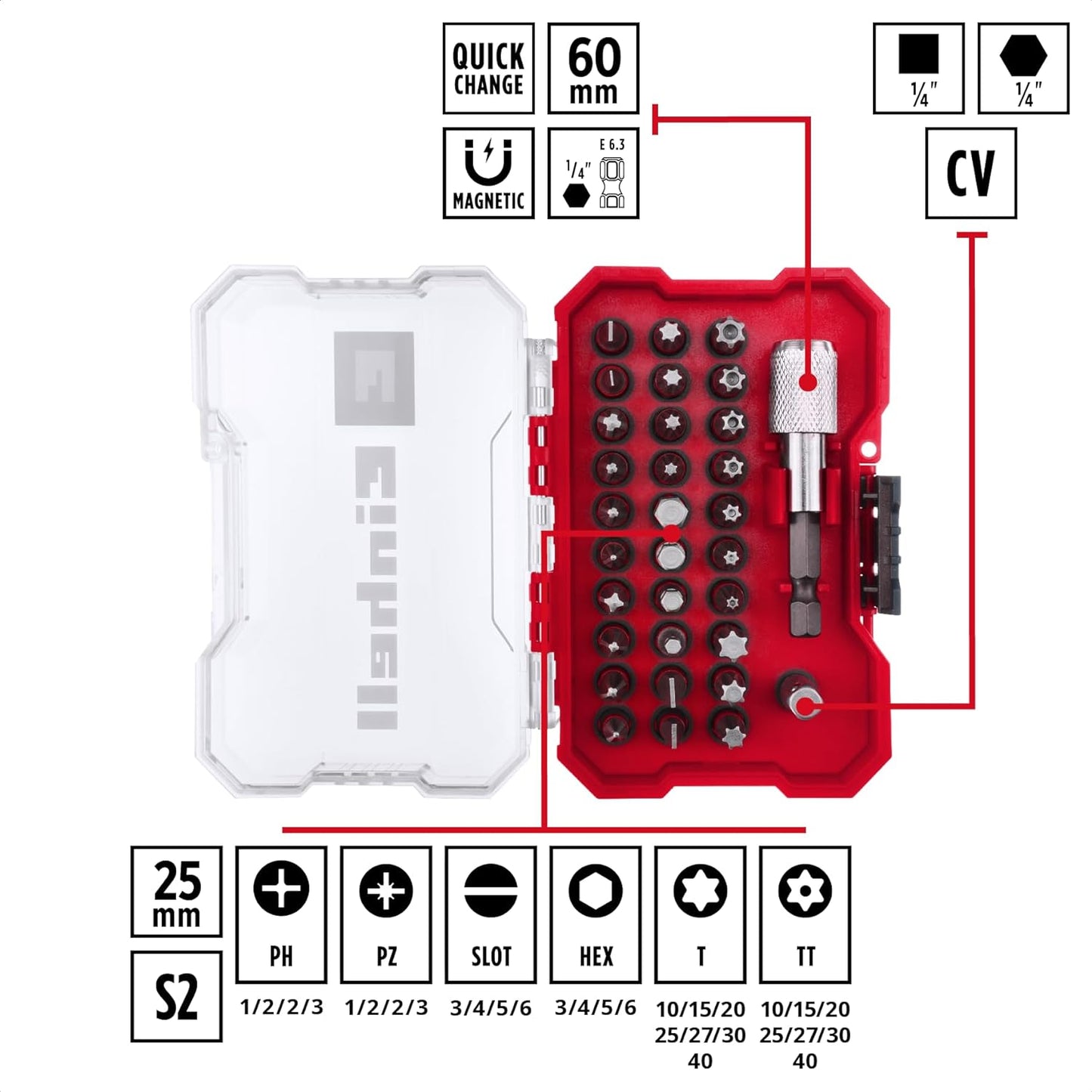 Coffret d'embouts XS-CASE 32 pièces Einhell 49118693