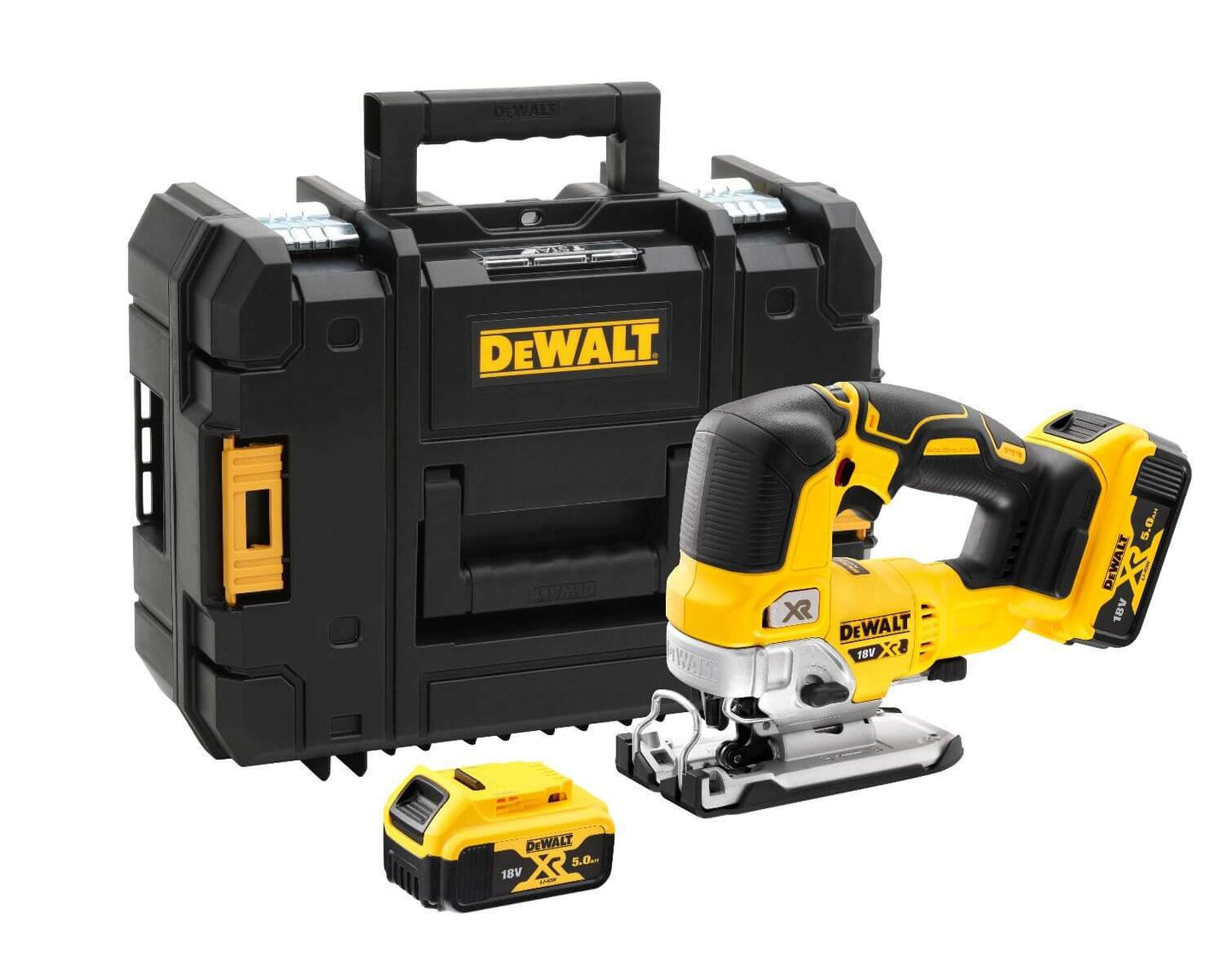 Scie sauteuse sur batterie Dewalt brushless XR 18V ​​135mm avec étui et 2 batteries 5Ah DCS334P2