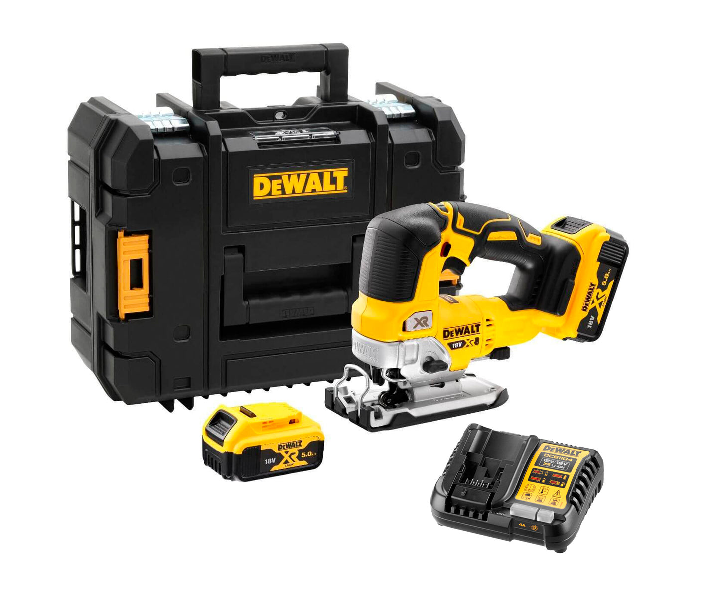 Scie sauteuse sur batterie Dewalt brushless XR 18V ​​135mm avec étui et 2 batteries 5Ah DCS334P2