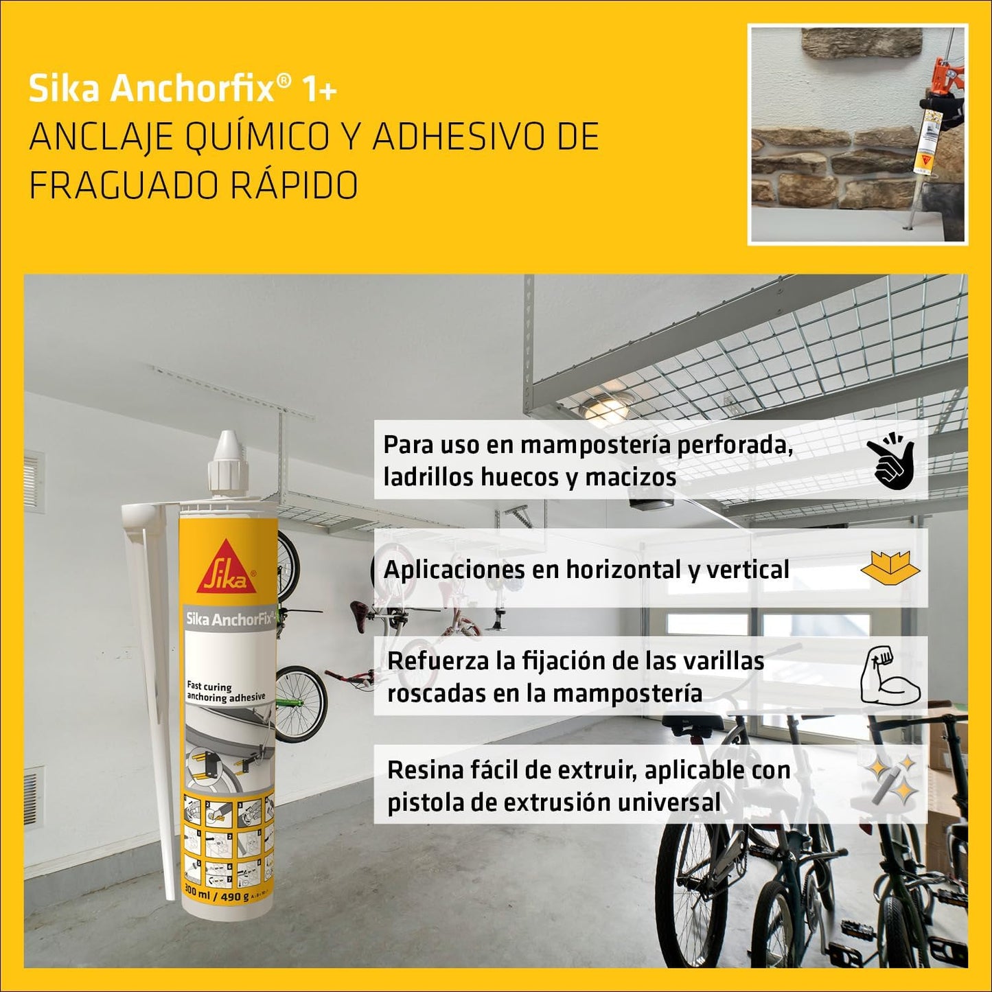 Fast-curing adhesive cartridge for anchors, Component A+B, 300ml Sika AnchorFix-1