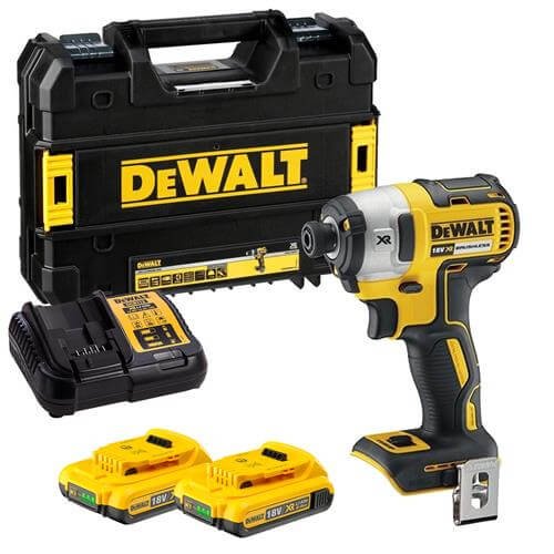 18V XR Brushless Impact Driver 205Nm with 2 2Ah batteries and Dewalt DCF887D2 case