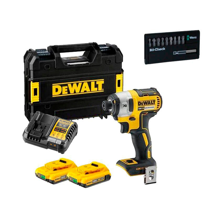 Tournevis à percussion sans balais XR 18V ​​205Nm avec 2 batteries 2Ah + jeu d'embouts Dewalt DCF887D2X