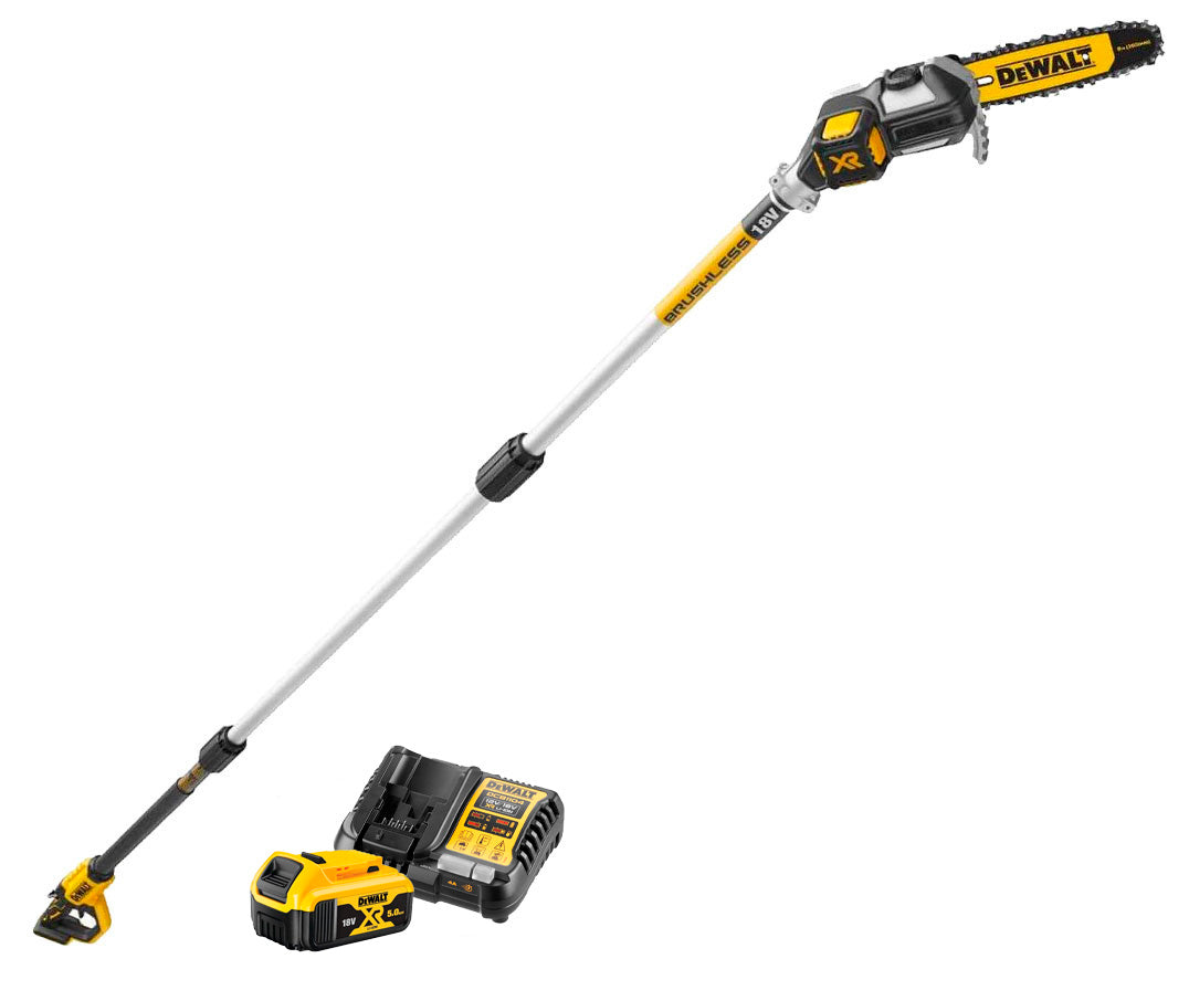 18V 450cm accu-aangedreven hoogtesnoeier met 5Ah accu Dewalt DCMPS567P1