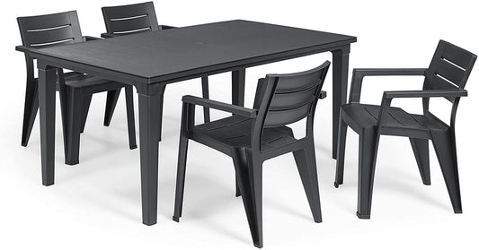 Future table set + 4 Julie Graphite Curver chairs