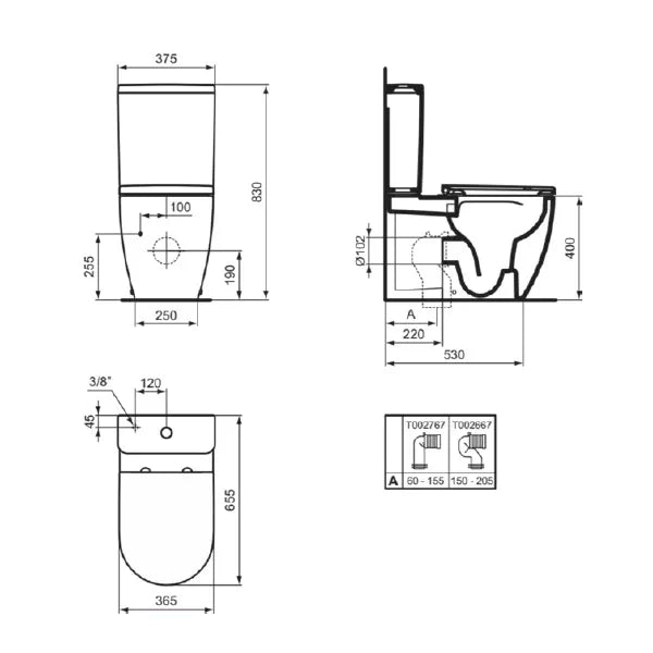 Complete floor-mounted toilet with wall-mounted cistern Ellisse Ideal Standard T569601