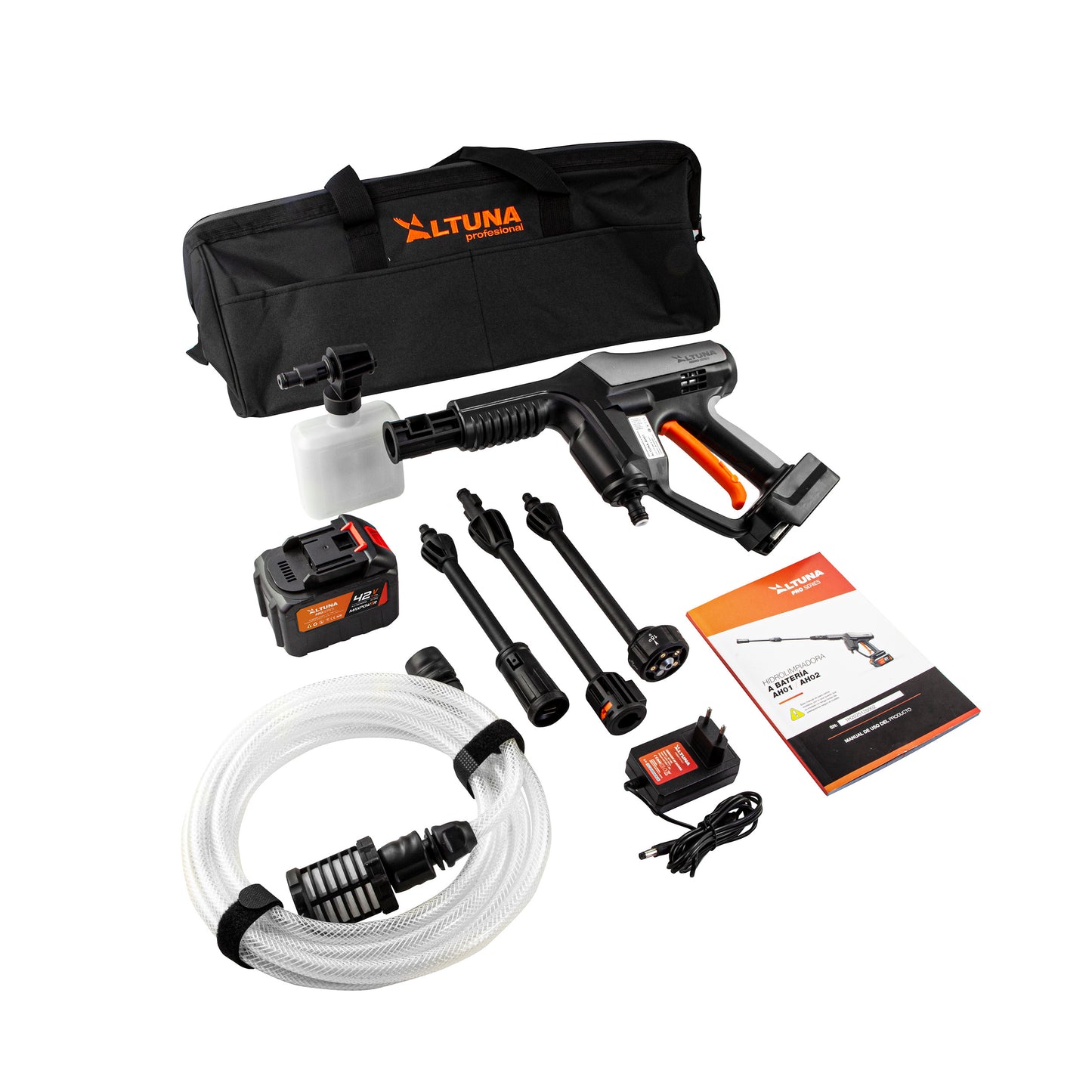Accu-hogedrukreiniger 55 bar, 350 W, met 42 V 4 Ah-accu Altuna AH02