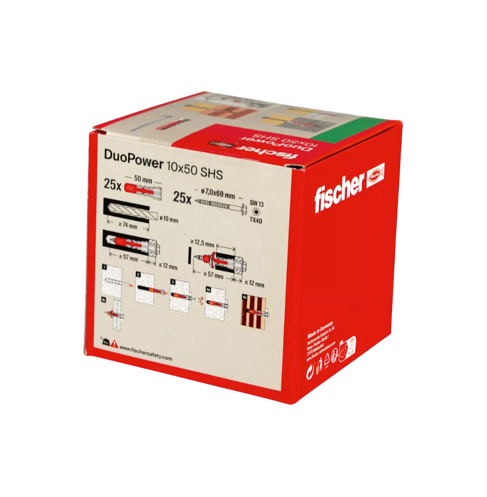 Caja Taco Duopower 10x50S + Tornillo Fischer 25uds
