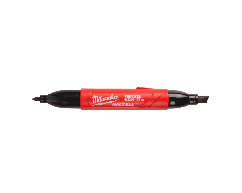 Inkzall zwarte dubbelzijdige beitel- en fijne puntmarkeerstift van Milwaukee