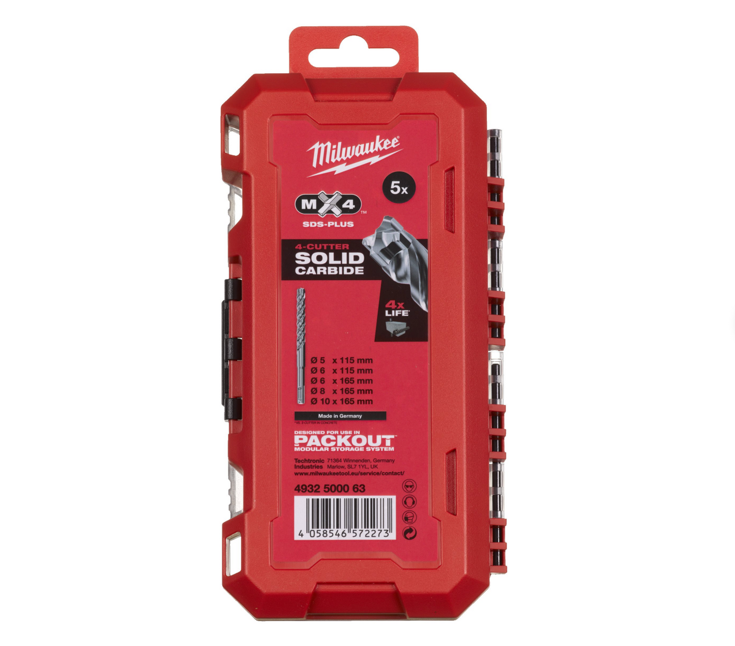 Ensemble de 5 forets Milwaukee SDS-PLUS MX4