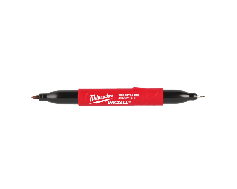 Inkzall zwarte dubbelzijdige stift met fijne en ultrafijne punt van Milwaukee