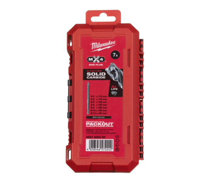 Set de 7 brocas SDS-Plus 4 cortes MX4 NG Milwaukee