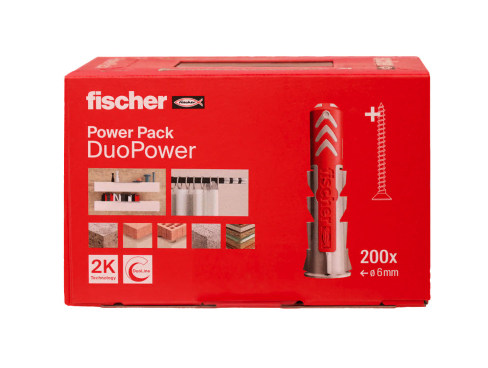 Doos met Fischer Taco Duopower 6x30 + PowerFast II-schroef 4,5x40, 200 stuks