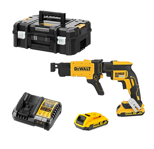 Tournevis pour plaques de plâtre Dewalt 18v avec 2 batteries 2,0 Ah avec étui + chargeur à vis rapide DCF620D2K