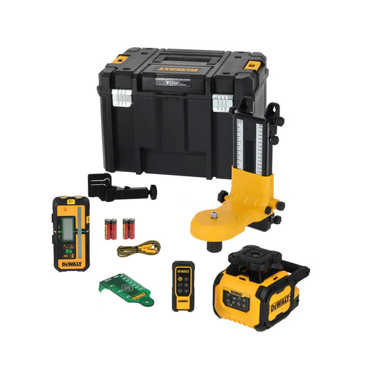 Kit de niveau laser rotatif autonivelant vert USB-C 600 m avec détecteur Dewalt DCLE15221G