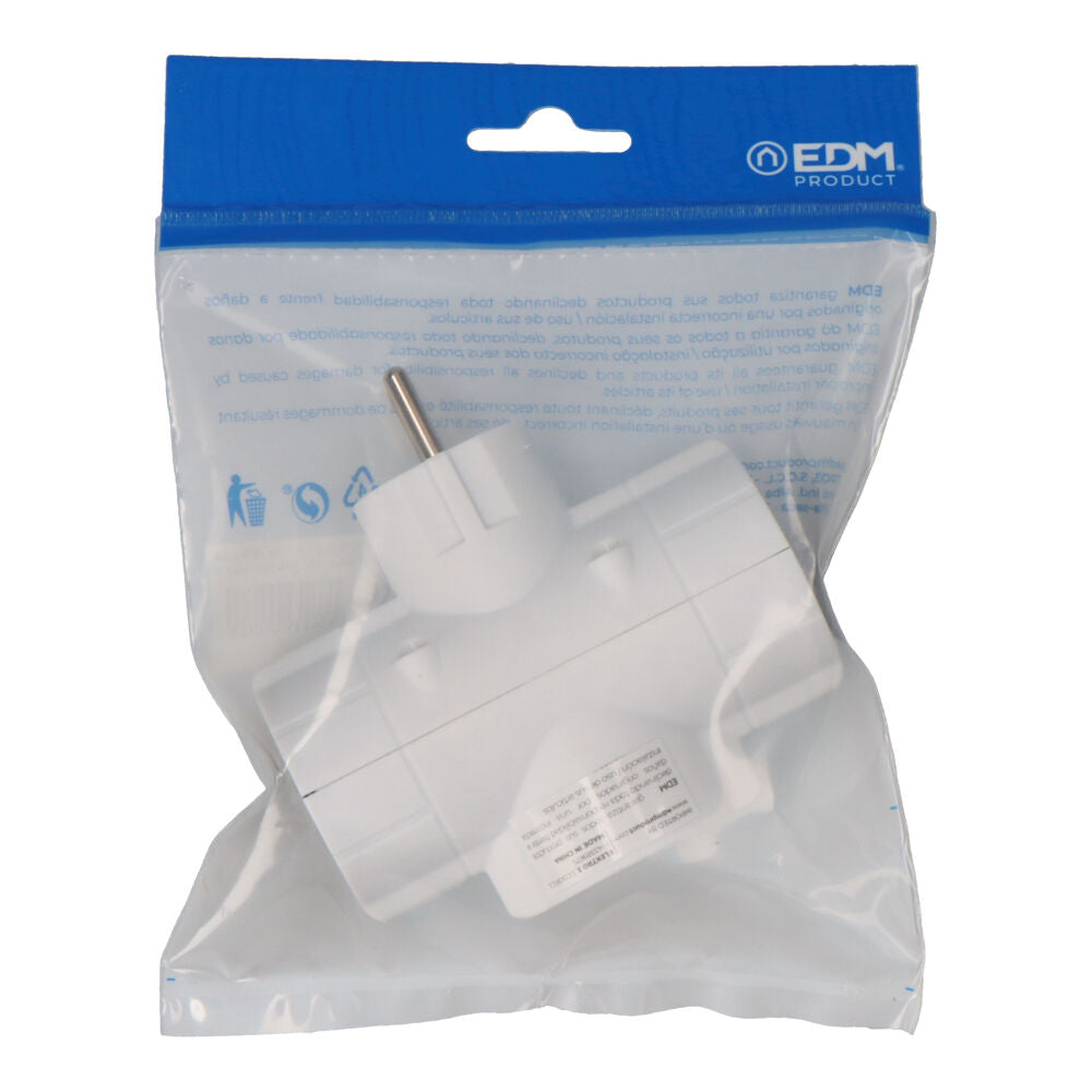 Fiche triple économique T/TL de type F, 16 A, 250 V, 4,8 mm, EDM
