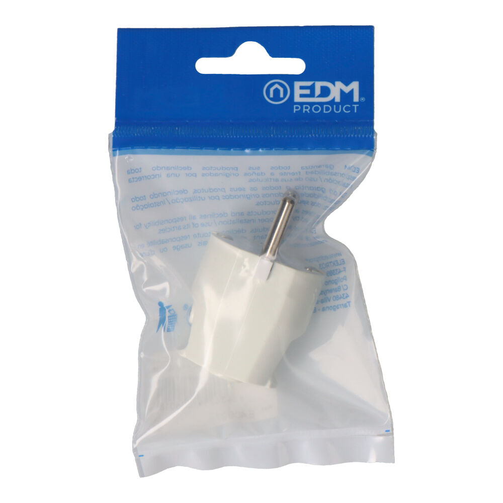 Fiche type F 4,8 mm 10/16A T/TL Blanche EDM E40997