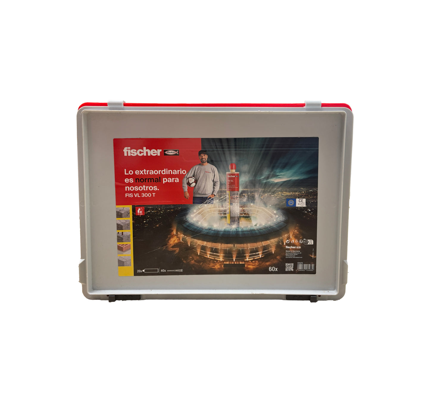 Pack de 20 cartouches de 300 ml FIS VL 300 T Chemical Plug + 40 buses + boîte Fischer 574270