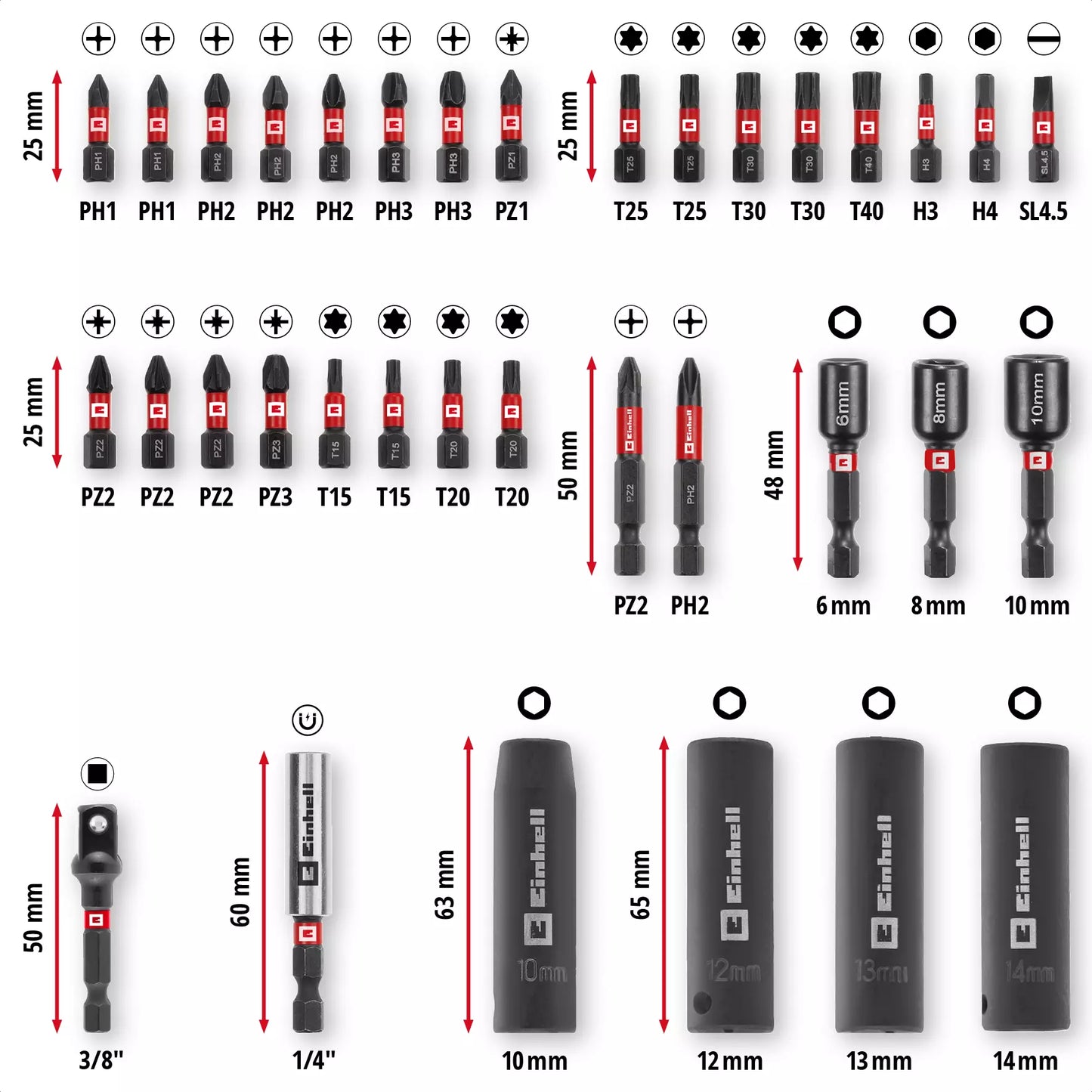 Einhell M-CASE bit- en doppenset 35st 49109230