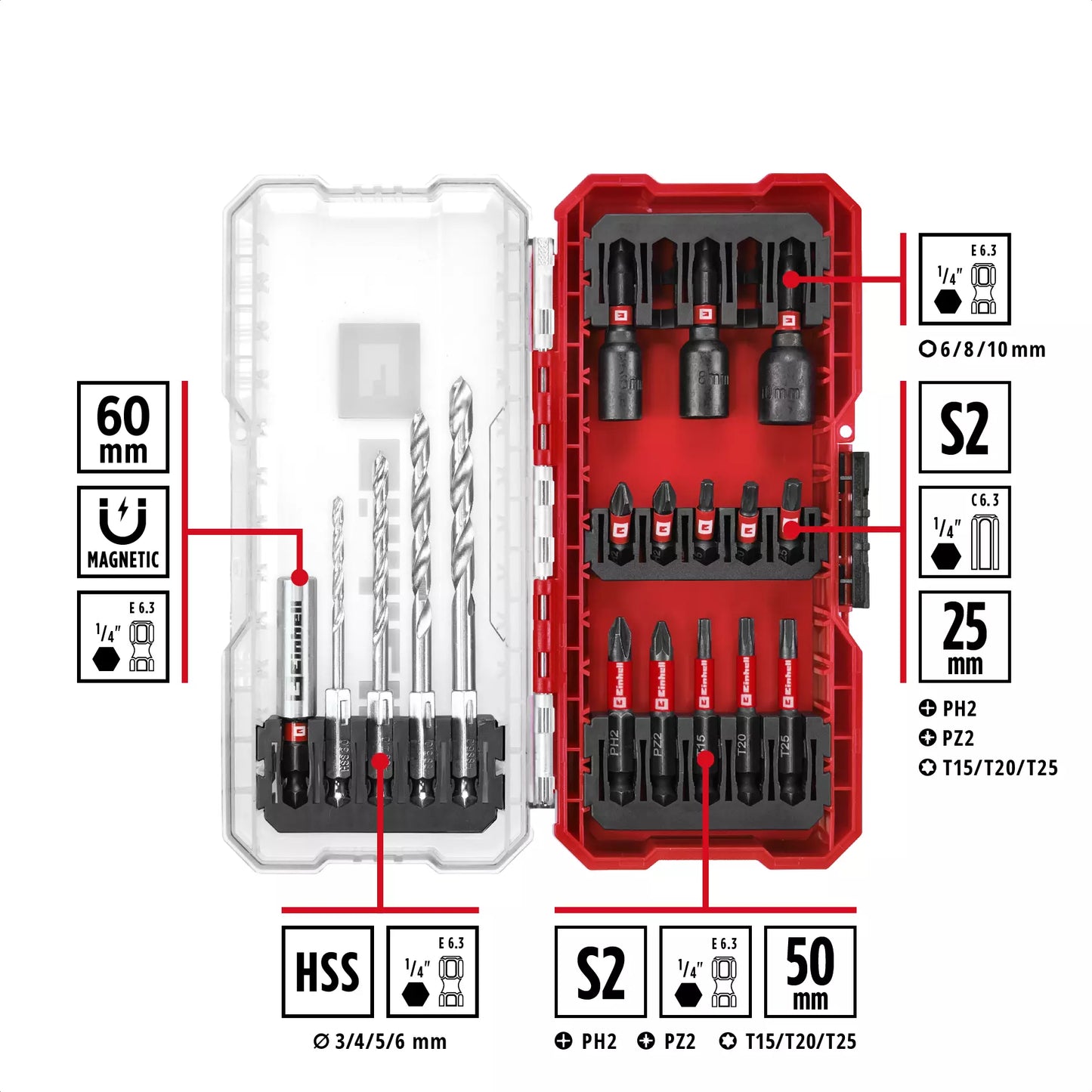 Coffret de 18 forets et mèches LS Einhell S-CASE 49108709
