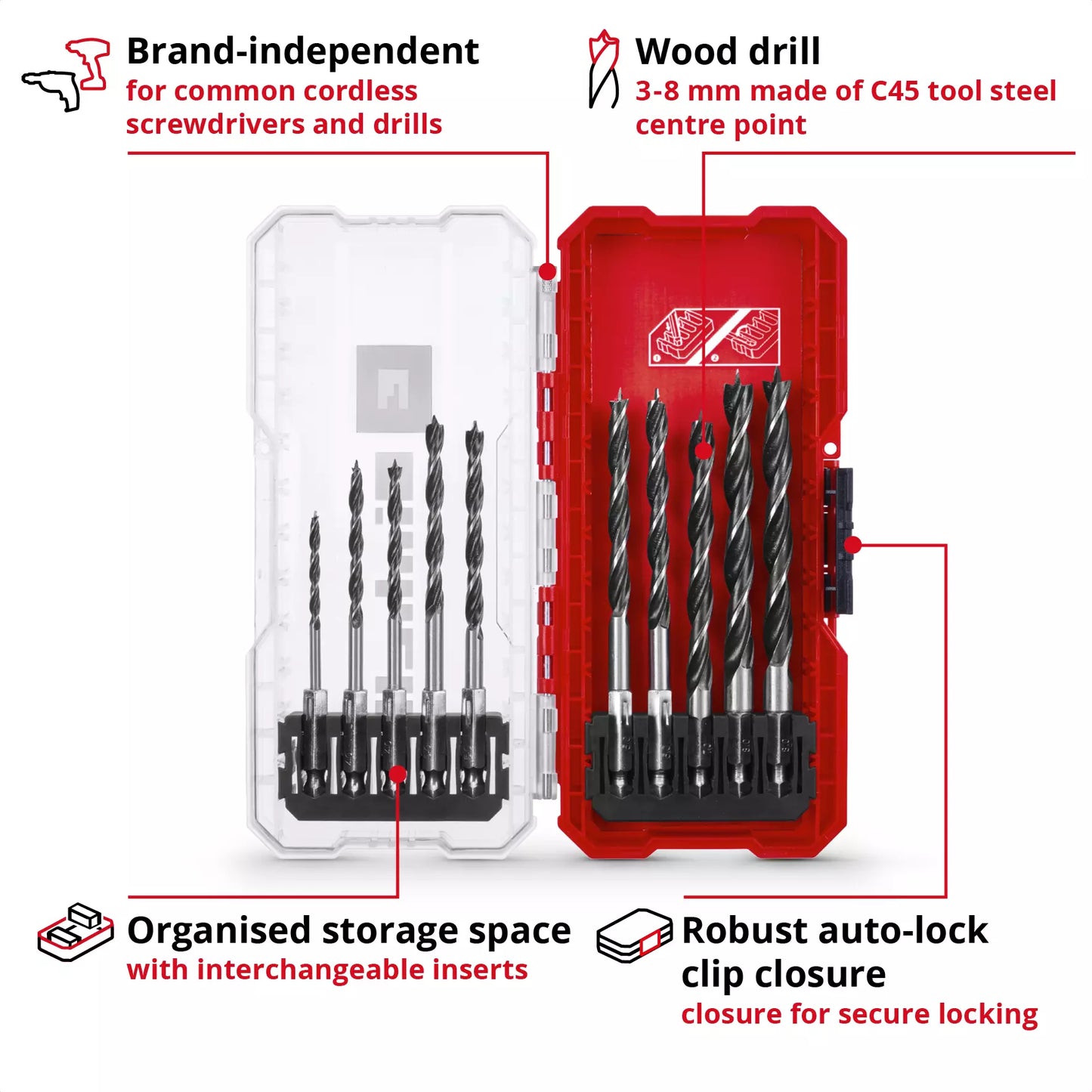 Coffret de 10 forets à bois S-CASE LS Einhell 49108733