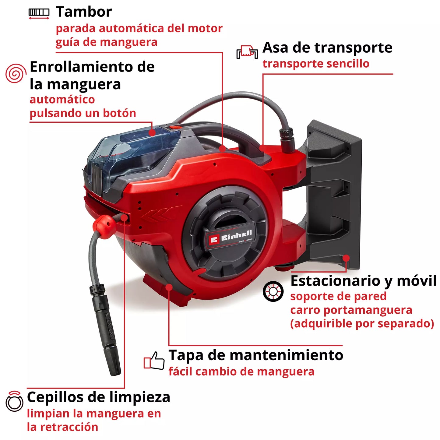 GE-HR 18/30 Li-Solo batterij aangedreven slanghaspel Einhell