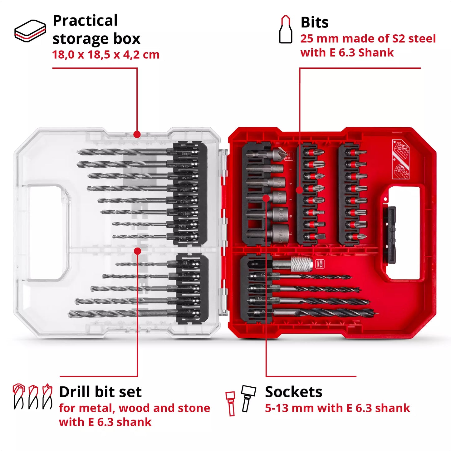 Coffret de 40 forets et mèches Einhell 49109053 L-CASE