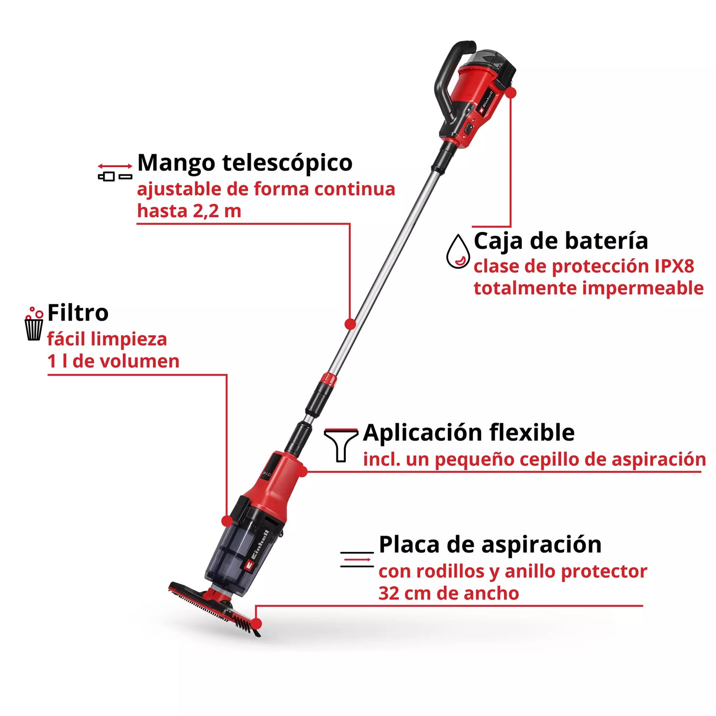 Aspirateur de piscine sans fil GE-PV 18/42 Li T-Solo Einhell
