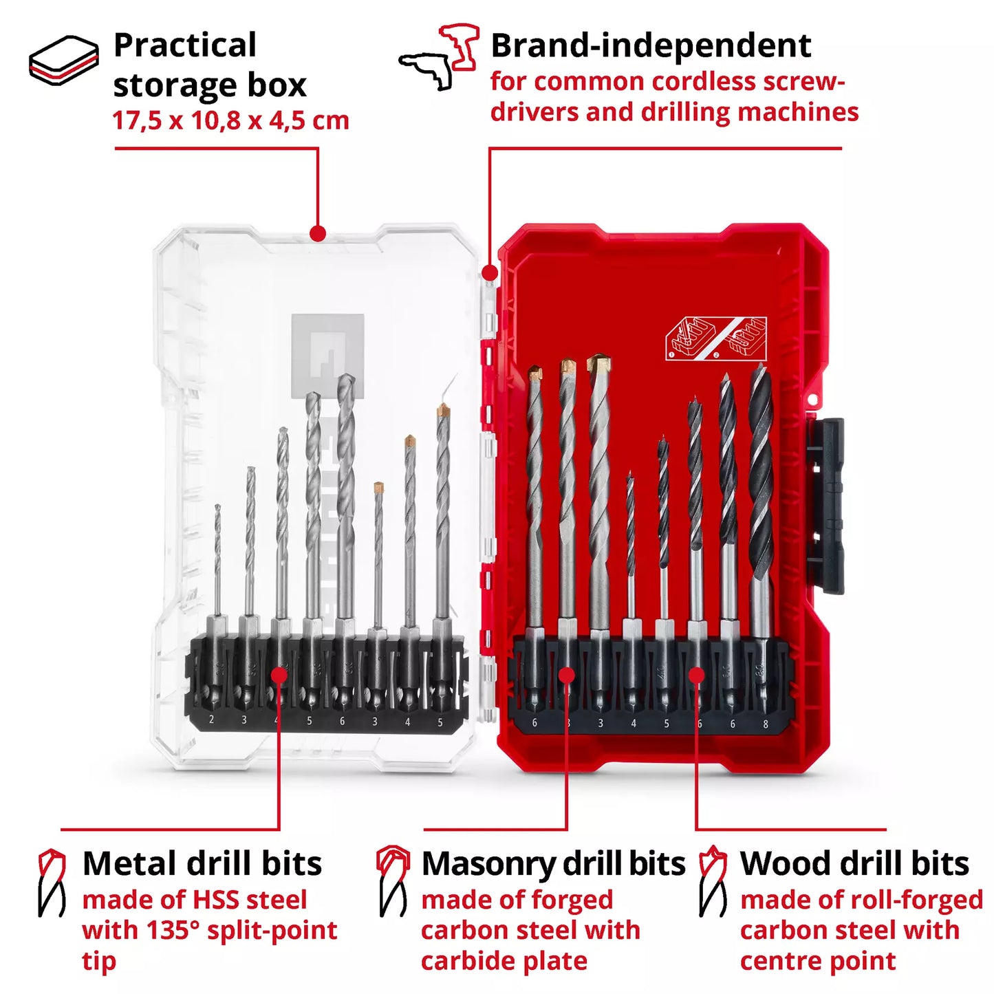 Coffret de forets M-CASE LS 18 pièces Einhell 49108953