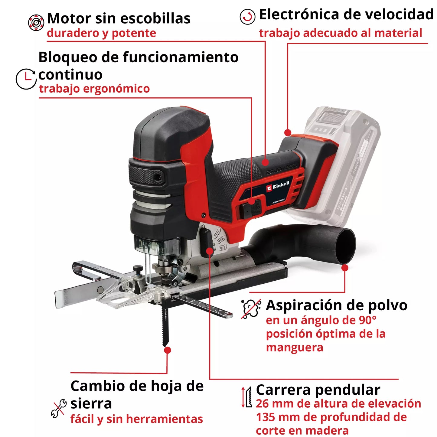 Scie sauteuse 18V 135mm TP-JST 18/135 Li BL - Solo
