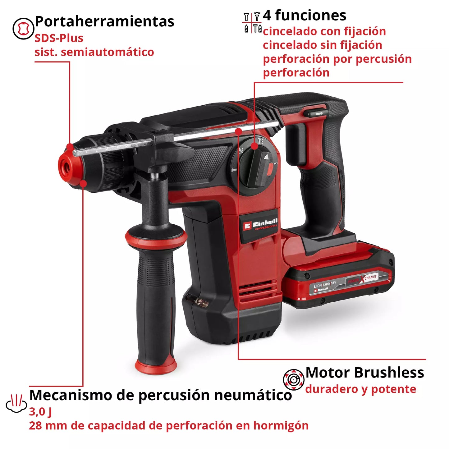 18V SDS-Plus-boorhamer 3 J 28 mm TP-HD 18/28 Li BL+4