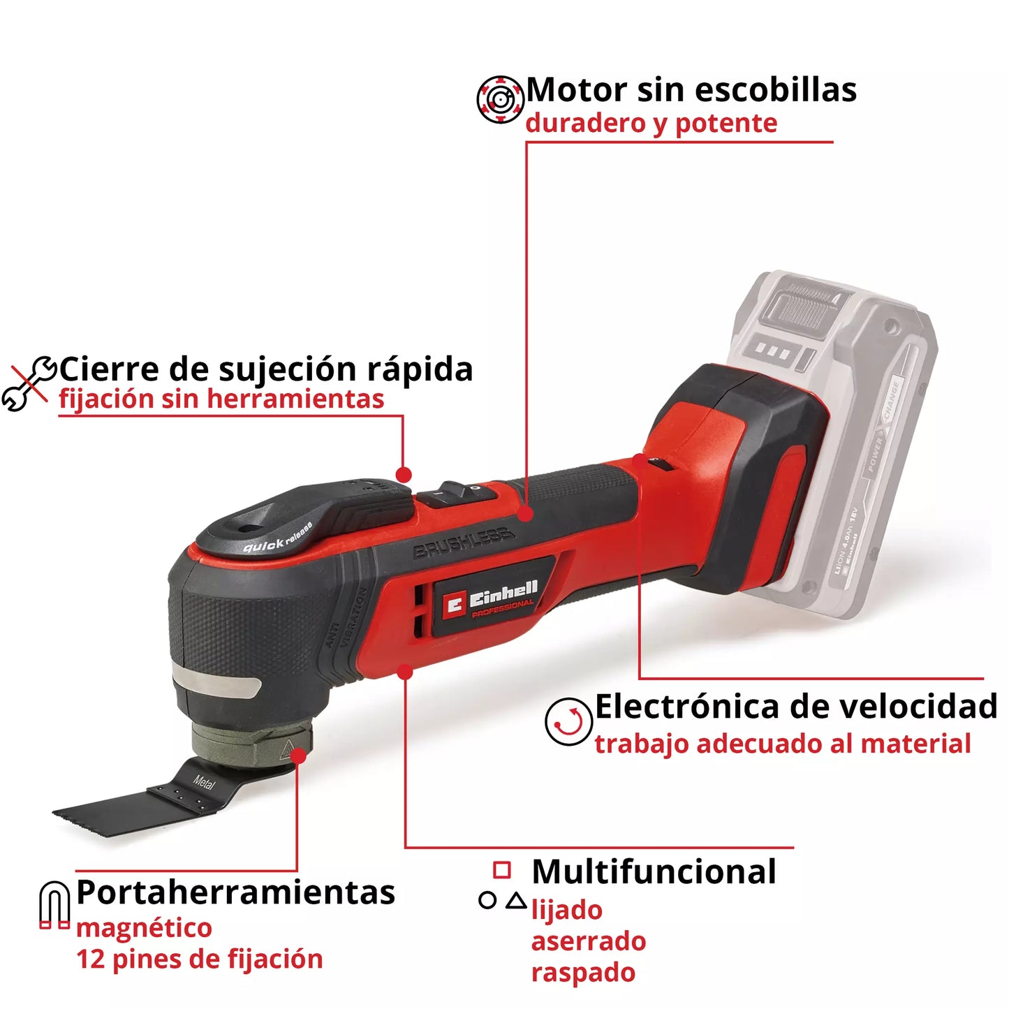 Multitool 18V 12-delig Einhell TP-MG 18 Li BL – Solo