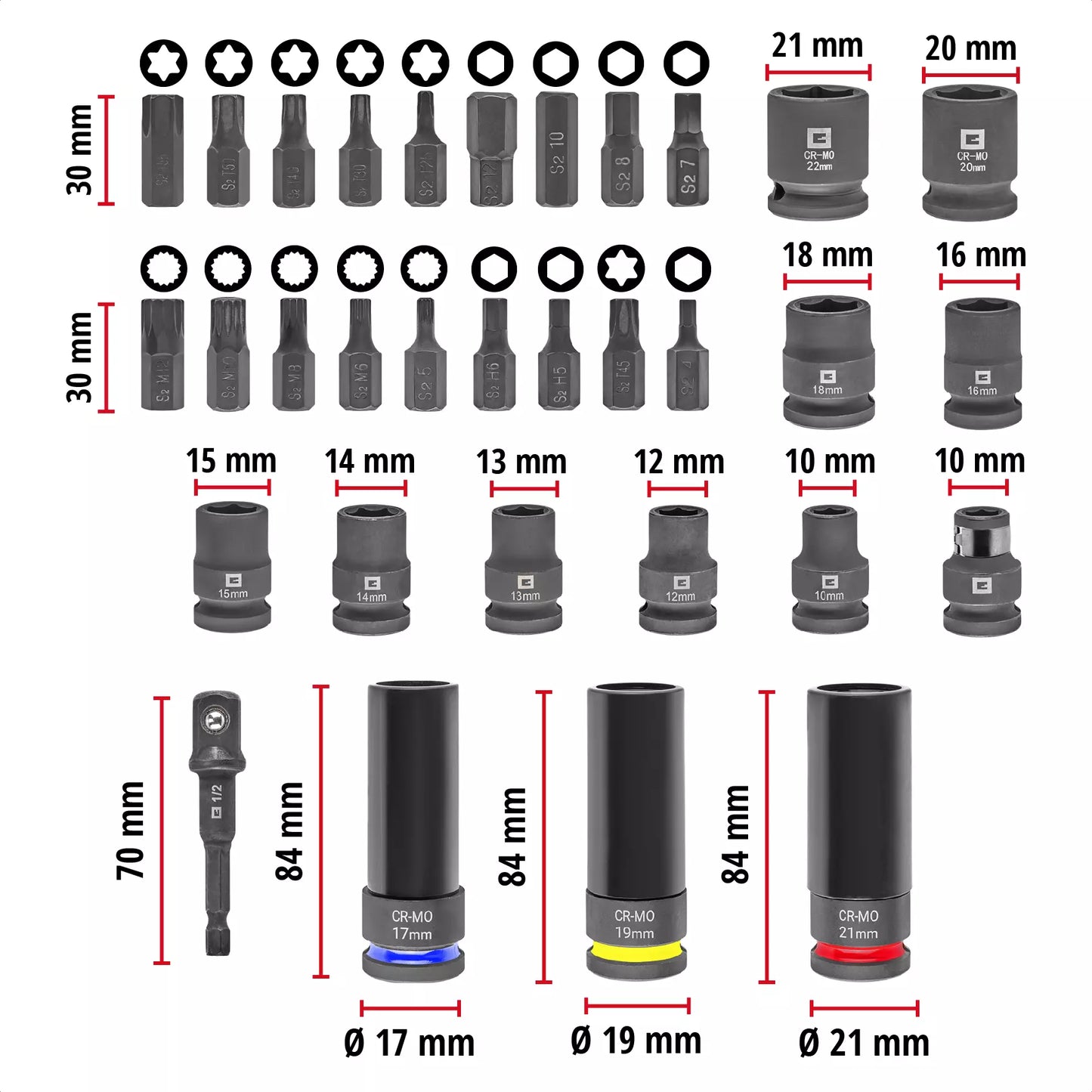 Juego de vasos de impacto 32pcs Einhell 49109288
