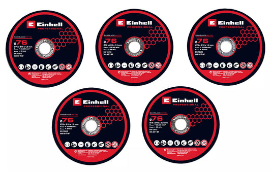 Set de 5 disques de coupe diamantés de 76 mm Einhell