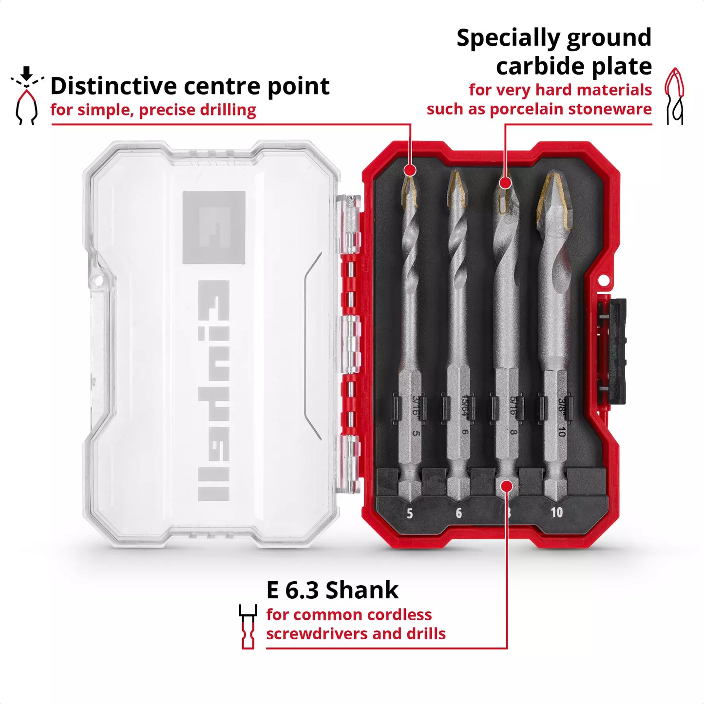 Einhell 4st XS-CASE porseleinen tegelboren set 49051404